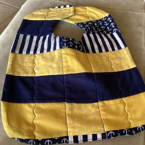 NWT. Hand Crafted Quilted Reversible Baby Bib - Picture 2 of 5